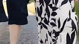 granny's 66 year old feet flash turns me on in sunny forest walk