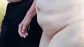 granny's 66 year old feet flash turns me on in sunny forest walk