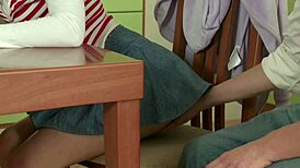 young russian anal slut bent over kitchen table then deepthroat sucks cock