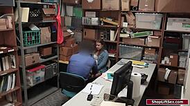 brunette shoplifter fucked hard by old mature deepthroat domination