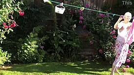 Sexy neighbor shows off big tits saggy ass and feet