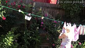 Sexy neighbor shows off big tits saggy ass and feet