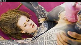 tattooed goth punk couple crave rough anal fucking sloppy blowjobs and pierced nipple play