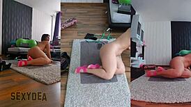 triple cam catches my curvy latina gym ass shake naked