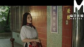 newlywed bai jie young wife licks cocks at wedding cuckold 4some!