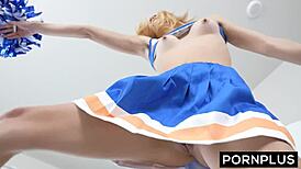 cheerleader slut offers tight smooth hole for monster cock creampie ride