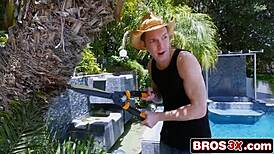 squirting ebony beauty's juicy ass and big tits oiled for rough double penetration threesome