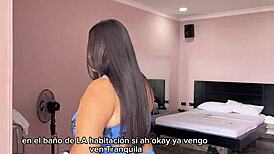 submissive colombian maid fucks muscular boss in bedroom while wife is away