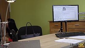 damn this czech babe fingering pussy in office casting for cash licks cock pov hidden cam