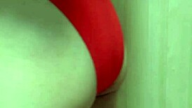 WOW check her gym shorts bloomers anal plug tease thru see-thru panties!!