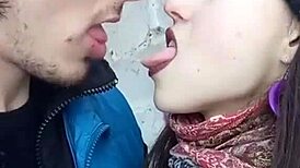 Lesbian lovers lock lips in deep wet kisses leading to massive cumshot exchange