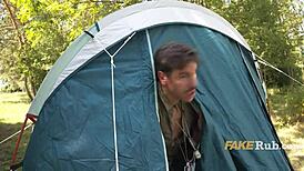 Wow, found stuck pigtails blonde deep in wild forest jungle!