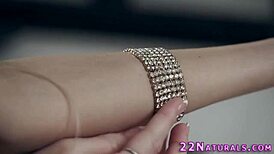 Beautiful babe fingers pussy then tastes monster cock cumshot.