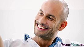 classy european babe facialed after big cock glamour stockings suck