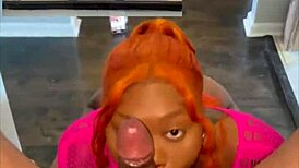 Ebony Curvy Babe Sucks Big Black Cock Sloppy On Stairs Ball Licking Deepthroat!