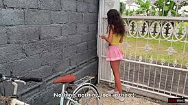 cute 18yo swaps bike ride for stranger's throbbing creampie thrill