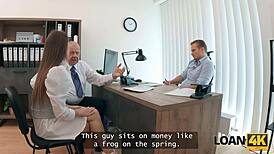 Loan4k petite czech whore mina k seduces with small tits dirty desk fucking for cash