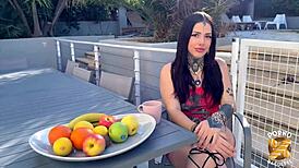 laeticia’s big tits and small waist make her slutty milf.