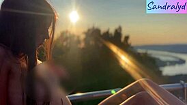 Latina Brunette Teases Nipples Outdoor in Paradise