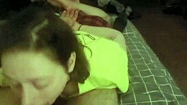 redhead slave deepthroats intensely on stomach