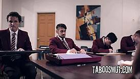 dee williams outnumbered and gangbanged by group in intense milf orgy