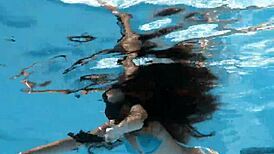 Lana the skinny Hungarian swims poolside showing juicy tits ass