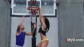 Ebony Milf Jayne Doh Lawson Jones Rides Monster Cock On Basketball Court
