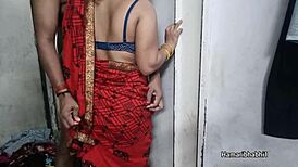 Indian Desi Big Boobs Bhabhi Fucked Hard in Red Saree