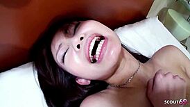 my sweet japanese teen model's bushy pussy takes deep creampie in uncensored jav casting interview