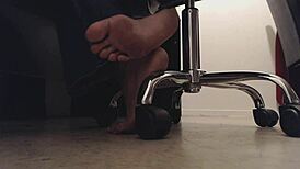 Sneaky Voyeur Peeks at Tall Mistress's Dirty Soles, Crunching Toes in Heels