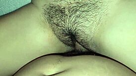 chubby latina college teen moans wet hairy pussy creampie closeup