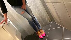 i'm desperate peein in my jeans then he pees on my ass before i blow him hard in heels