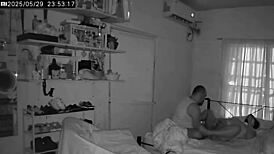 Peeking at Chubby Amateur Couple's Wild Fingering and Fat Orgasm Explosion!