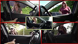 Public Car Ride Turns into Steamy Blowjob and Handjob Action