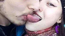 Lesbian lovers lock lips in deep wet kisses leading to massive cumshot exchange