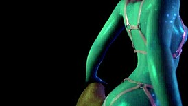 Sexy blue demon hentai anime girl grinds lap dance cowgirl riding monster cock 3d