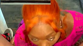 Ebony Curvy Babe Sucks Big Black Cock Sloppy On Stairs Ball Licking Deepthroat!