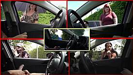 Public Car Ride Turns into Steamy Blowjob and Handjob Action