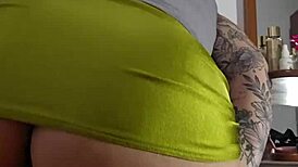 her swollen pussy stretches the tiny bikini in solo flashing tease