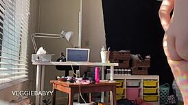 Voyeur pov spies redhead tattoo girl cleaning room naked shaved pussy full fantasy