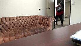 Peaches BBW fat big ass ebony interracial anal rough brutal pain casting interview blowjob