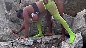 ⭐️i seduced tourist guard fucked him deep on wet rock doggystyle⭐️