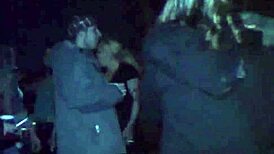 Petite brunette teen teases before group pussy pounding party