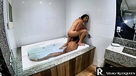 Milf Wife Couldn't Wait, Black Stud Creampies Her in Hydro Bath!