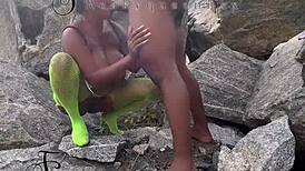 ⭐️i seduced tourist guard fucked him deep on wet rock doggystyle⭐️