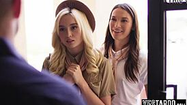 Ever seen a girl scout teen's tight ass stretched in anal threesome with milf leader and hung stud?