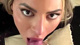 Petite blonde latina shakes natural tits in sloppy pov blowjob and rimjob