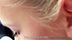 omg blonde hitchhiker babe jumps in the car and rides cock pov style outdoors with her panties aside 🚗💦🍆