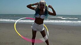 japanese girl teases her deep belly button up close