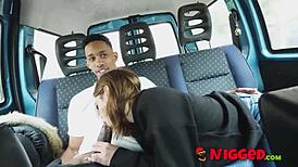 alice fantasy rides black cock wildly in van before rough doggystyle drilling